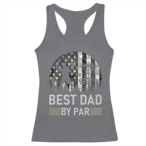 Disc Golf Best Dad By Par Racerback Tank Top Funny Sports Golfer Frisbee Camo American Flag - Print Your Wear