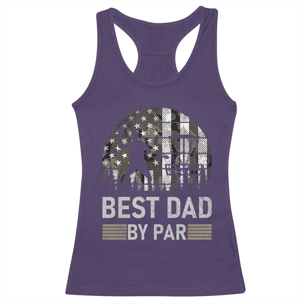 Disc Golf Best Dad By Par Racerback Tank Top Funny Sports Golfer Frisbee Camo American Flag - Print Your Wear