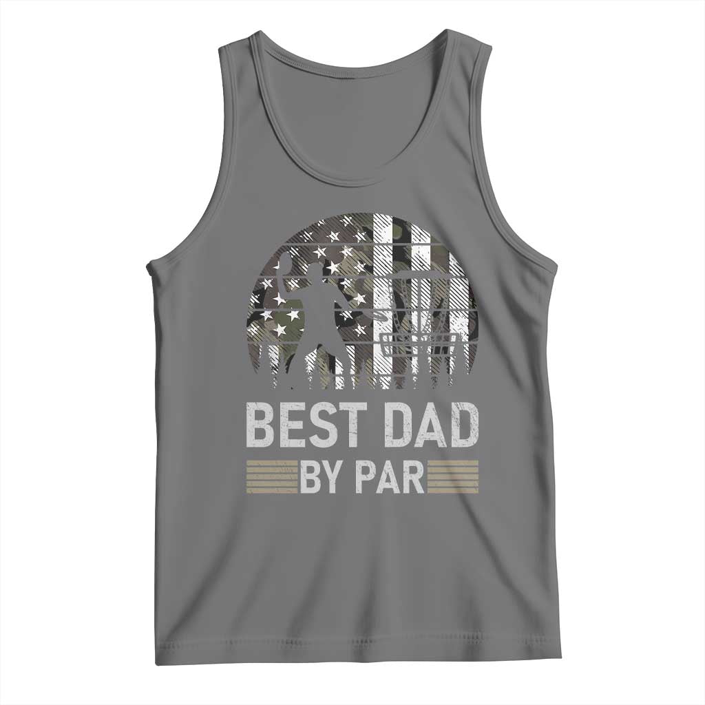 Disc Golf Best Dad By Par Tank Top Funny Sports Golfer Frisbee Camo American Flag - Print Your Wear