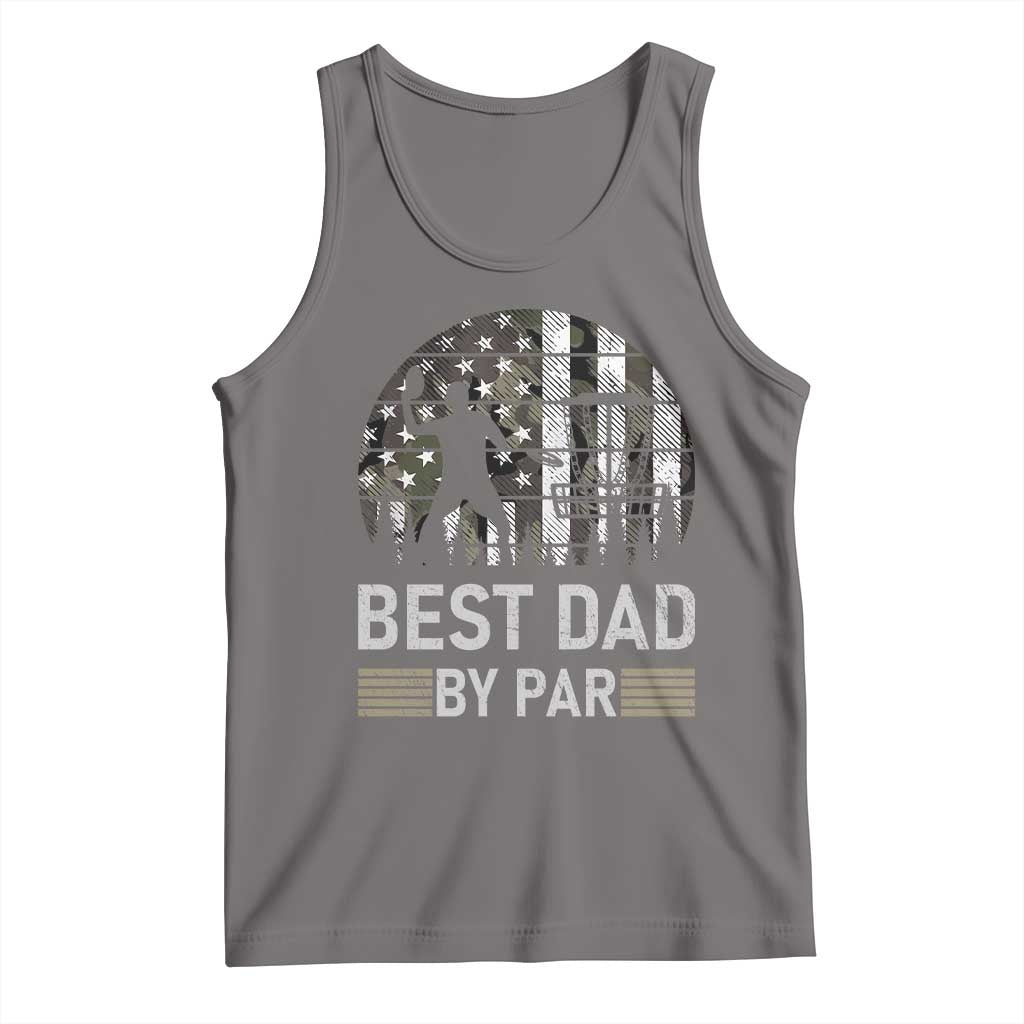 Disc Golf Best Dad By Par Tank Top Funny Sports Golfer Frisbee Camo American Flag - Print Your Wear