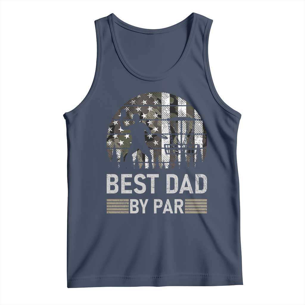 Disc Golf Best Dad By Par Tank Top Funny Sports Golfer Frisbee Camo American Flag - Print Your Wear