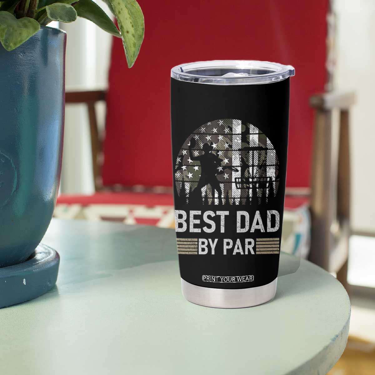 Disc Golf Best Dad By Par Tumbler Cup Funny Sports Golfer Frisbee Camo American Flag TS10 Print Your Wear