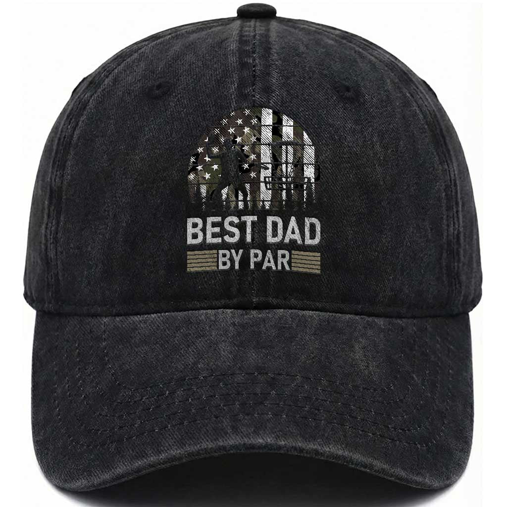 Disc Golf Best Dad By Par Washed Cotton Baseball Cap Funny Sports Golfer Frisbee Camo American Flag TS10 Print Your Wear