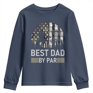 Disc Golf Best Dad By Par Youth Sweatshirt Funny Sports Golfer Frisbee Camo American Flag TS10 Navy Print Your Wear