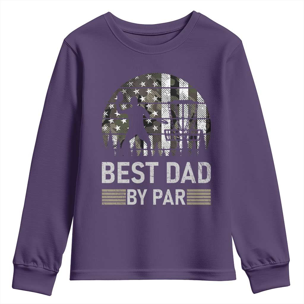 Disc Golf Best Dad By Par Youth Sweatshirt Funny Sports Golfer Frisbee Camo American Flag TS10 Purple Print Your Wear