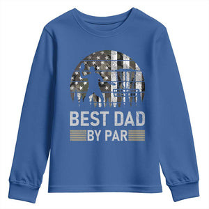 Disc Golf Best Dad By Par Youth Sweatshirt Funny Sports Golfer Frisbee Camo American Flag TS10 Royal Blue Print Your Wear