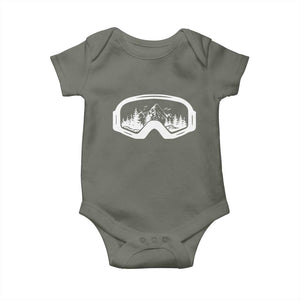 Skiing Baby Onesie Skiing Goggles Snow Wintersport Ski Snowboard TS10 Military Green Print Your Wear