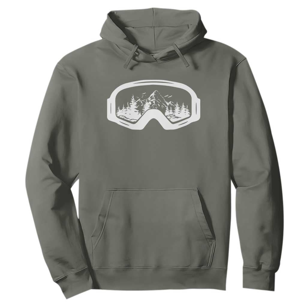 Skiing Hoodie Skiing Goggles Snow Wintersport Ski Snowboard TS10 Military Green Print Your Wear