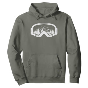 Skiing Hoodie Skiing Goggles Snow Wintersport Ski Snowboard TS10 Military Green Print Your Wear