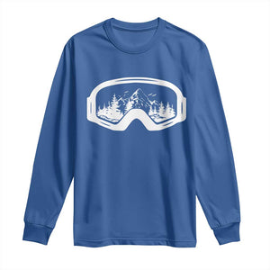 Skiing Long Sleeve Shirt Skiing Goggles Snow Wintersport Ski Snowboard TS10 Royal Blue Print Your Wear
