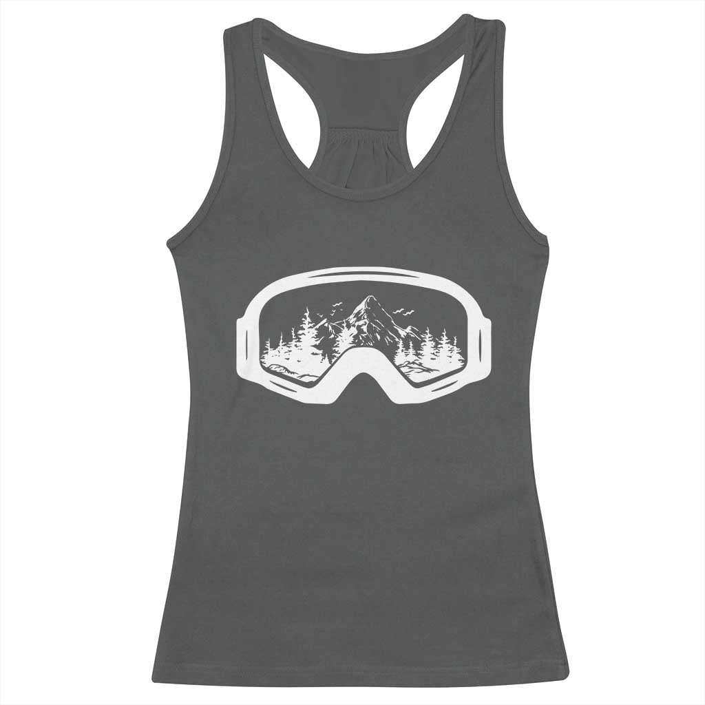 Skiing Racerback Tank Top Skiing Goggles Snow Wintersport Ski Snowboard TS10 Dark Heather Print Your Wear