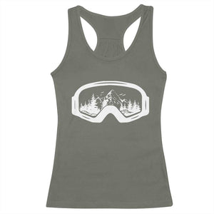 Skiing Racerback Tank Top Skiing Goggles Snow Wintersport Ski Snowboard TS10 Military Green Print Your Wear