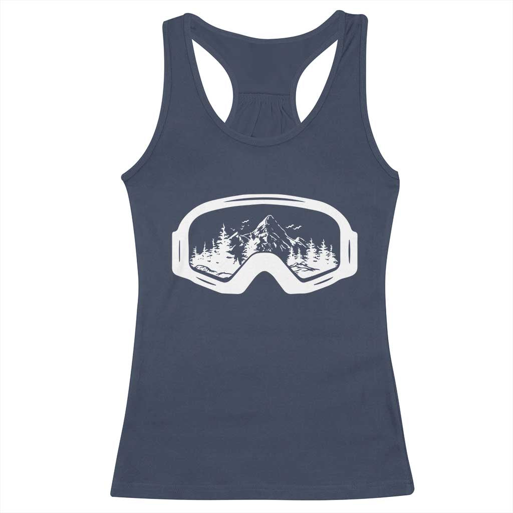 Skiing Racerback Tank Top Skiing Goggles Snow Wintersport Ski Snowboard TS10 Navy Print Your Wear