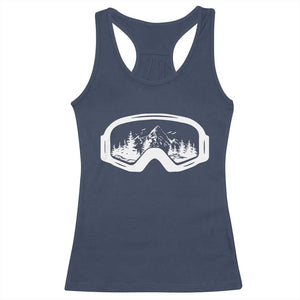 Skiing Racerback Tank Top Skiing Goggles Snow Wintersport Ski Snowboard TS10 Navy Print Your Wear