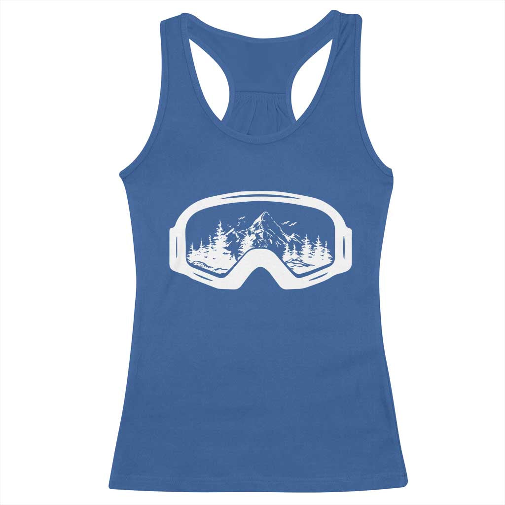 Skiing Racerback Tank Top Skiing Goggles Snow Wintersport Ski Snowboard TS10 Royal Blue Print Your Wear
