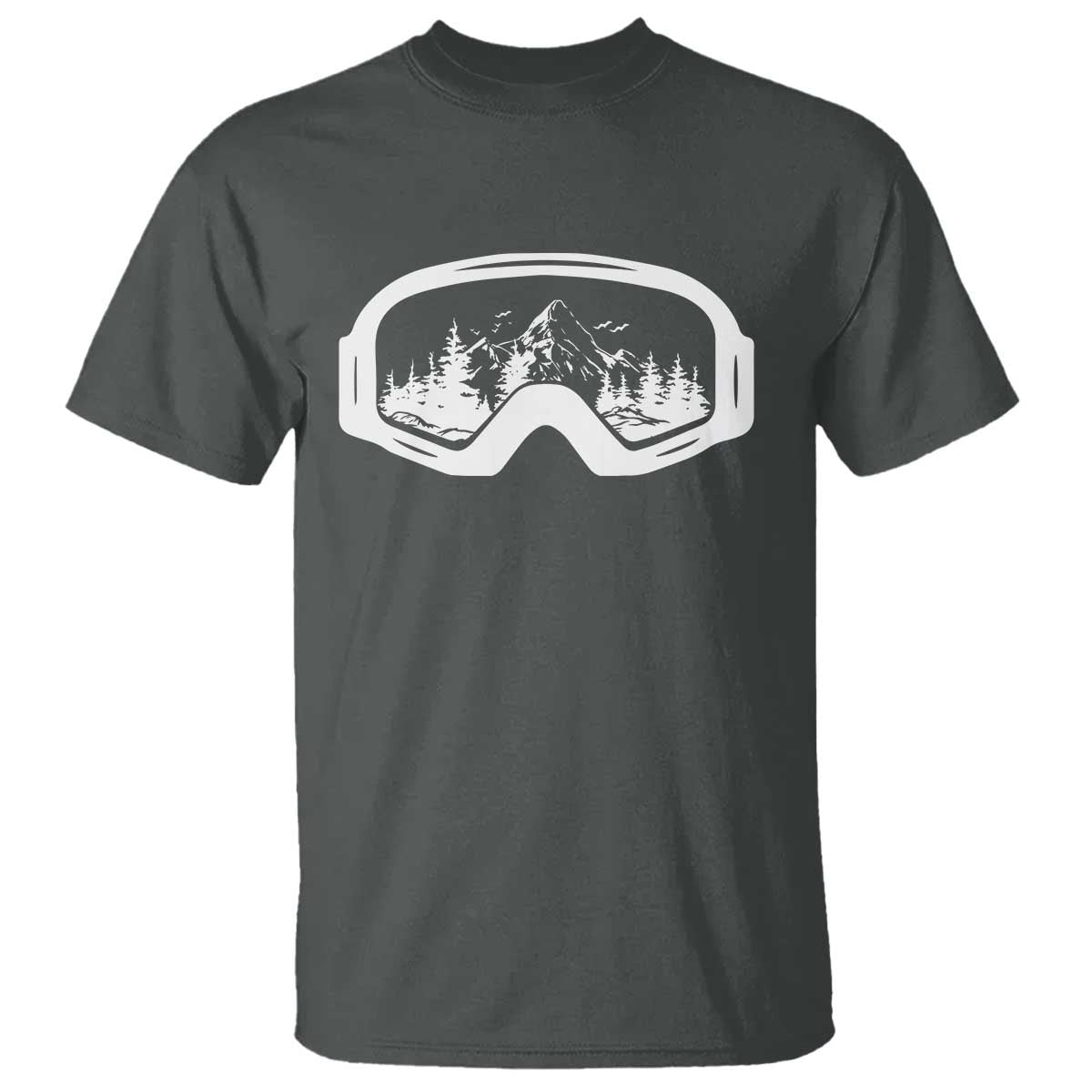 Skiing T Shirt Skiing Goggles Snow Wintersport Ski Snowboard TS10 Dark Heather Print Your Wear