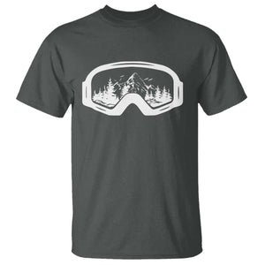 Skiing T Shirt Skiing Goggles Snow Wintersport Ski Snowboard TS10 Dark Heather Print Your Wear