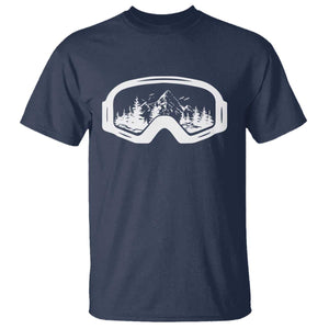 Skiing T Shirt Skiing Goggles Snow Wintersport Ski Snowboard TS10 Navy Print Your Wear