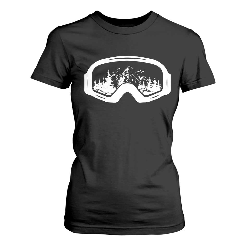 Skiing T Shirt For Women Skiing Goggles Snow Wintersport Ski Snowboard TS10 Black Print Your Wear
