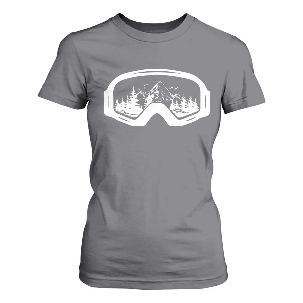 Skiing T Shirt For Women Skiing Goggles Snow Wintersport Ski Snowboard TS10 Charcoal Print Your Wear