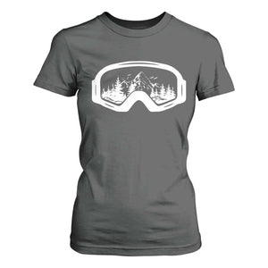 Skiing T Shirt For Women Skiing Goggles Snow Wintersport Ski Snowboard TS10 Dark Heather Print Your Wear