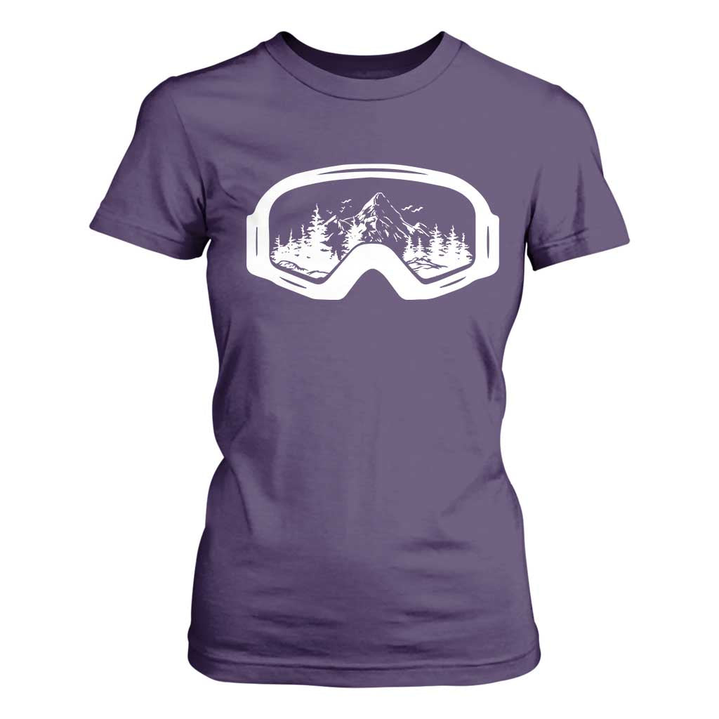 Skiing T Shirt For Women Skiing Goggles Snow Wintersport Ski Snowboard TS10 Purple Print Your Wear