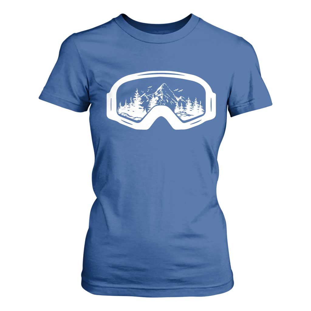 Skiing T Shirt For Women Skiing Goggles Snow Wintersport Ski Snowboard TS10 Royal Blue Print Your Wear