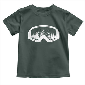 Skiing Toddler T Shirt Skiing Goggles Snow Wintersport Ski Snowboard TS10 Dark Forest Green Print Your Wear