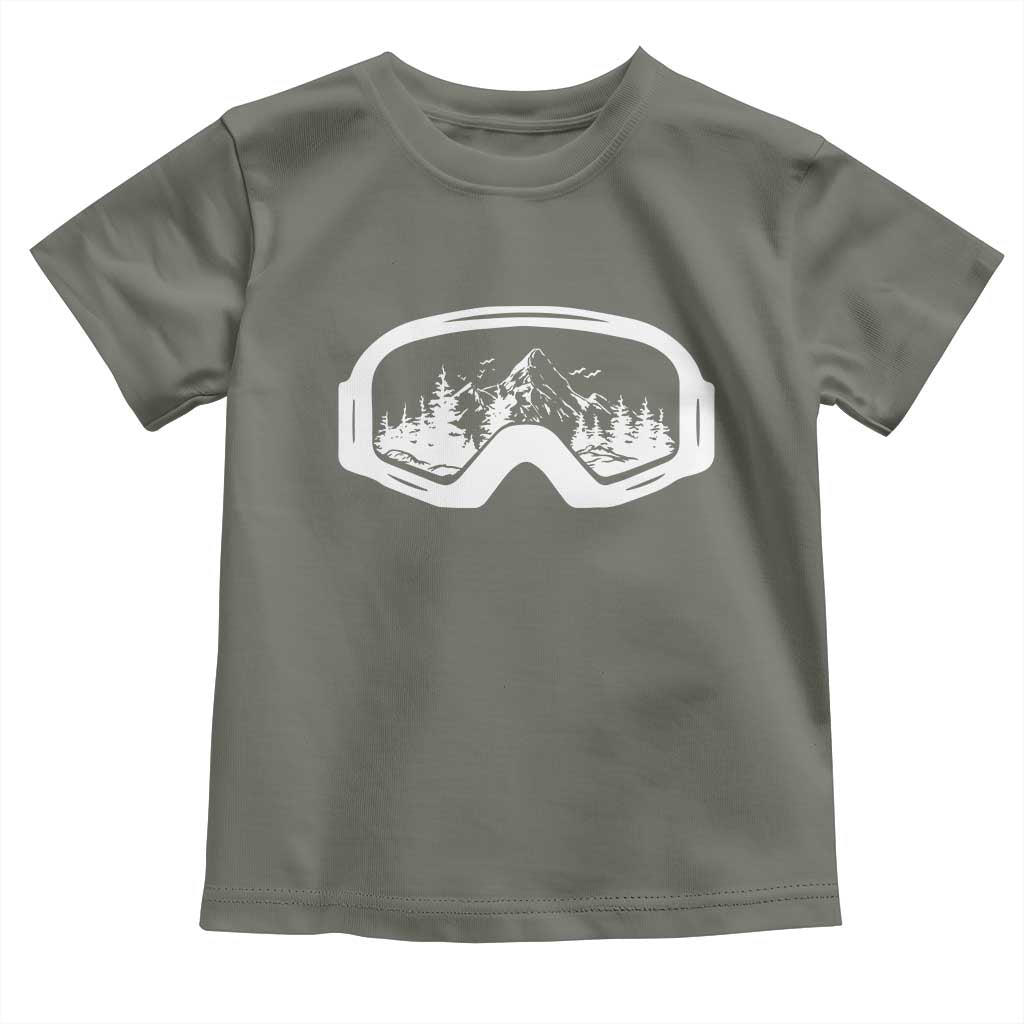 Skiing Toddler T Shirt Skiing Goggles Snow Wintersport Ski Snowboard TS10 Military Green Print Your Wear