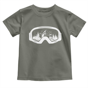 Skiing Toddler T Shirt Skiing Goggles Snow Wintersport Ski Snowboard TS10 Military Green Print Your Wear