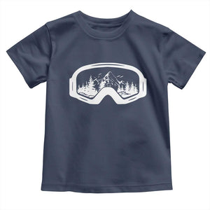 Skiing Toddler T Shirt Skiing Goggles Snow Wintersport Ski Snowboard TS10 Navy Print Your Wear