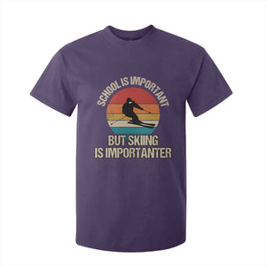 Skiing T Shirt For Kid School Is Important But Skiing Is Importanter Ski Funny Gift TS10 Purple Print Your Wear
