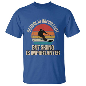 Skiing T Shirt School Is Important But Skiing Is Importanter Ski Funny Gift TS10 Royal Blue Print Your Wear