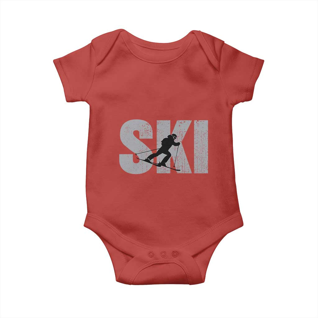 Cool Distressed Skiing Baby Onesie for Skiers TS10 Red Print Your Wear