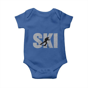 Cool Distressed Skiing Baby Onesie for Skiers TS10 Royal Blue Print Your Wear