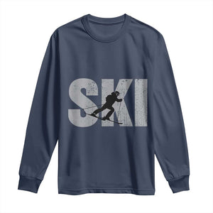 Cool Distressed Skiing Long Sleeve Shirt for Skiers TS10 Navy Print Your Wear