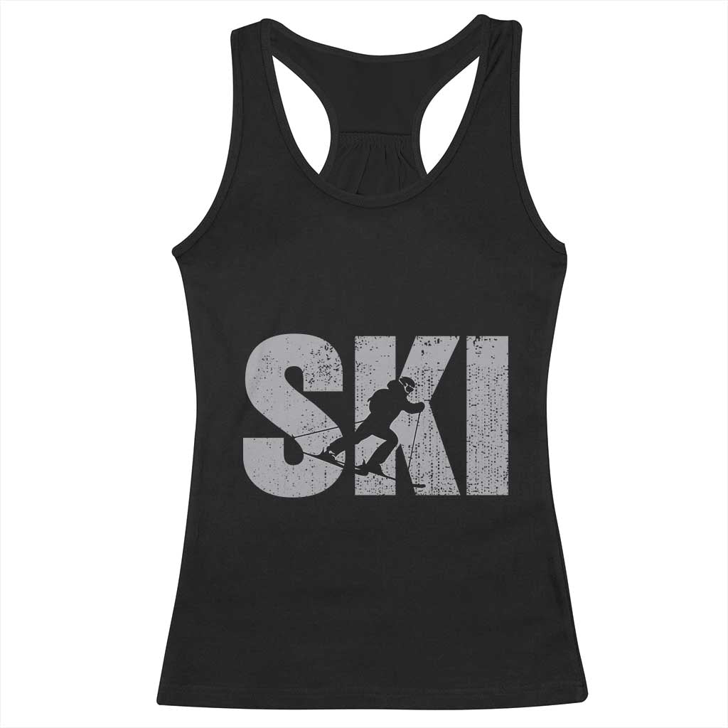 Cool Distressed Skiing Racerback Tank Top for Skiers TS10 Black Print Your Wear