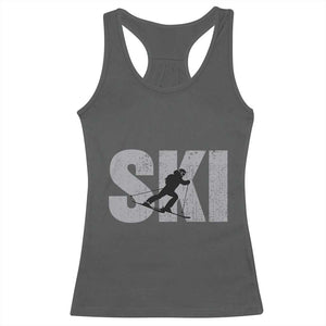 Cool Distressed Skiing Racerback Tank Top for Skiers TS10 Dark Heather Print Your Wear