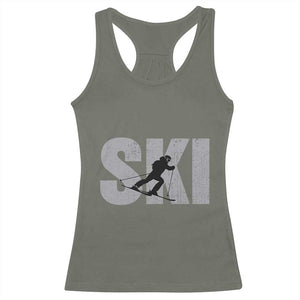 Cool Distressed Skiing Racerback Tank Top for Skiers TS10 Military Green Print Your Wear