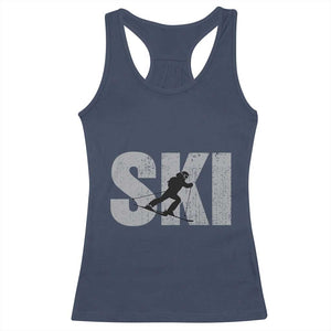 Cool Distressed Skiing Racerback Tank Top for Skiers TS10 Navy Print Your Wear