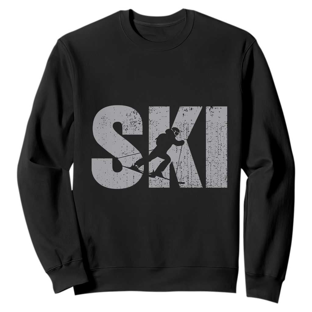 Cool Distressed Skiing Sweatshirt for Skiers TS10 Black Print Your Wear