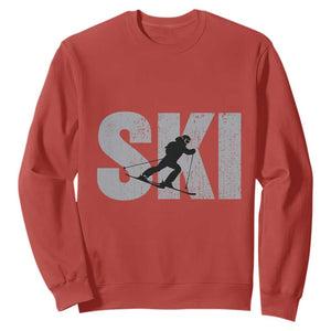 Cool Distressed Skiing Sweatshirt for Skiers TS10 Red Print Your Wear