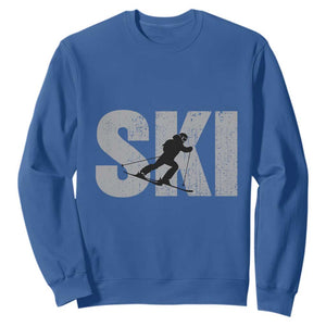 Cool Distressed Skiing Sweatshirt for Skiers TS10 Royal Blue Print Your Wear