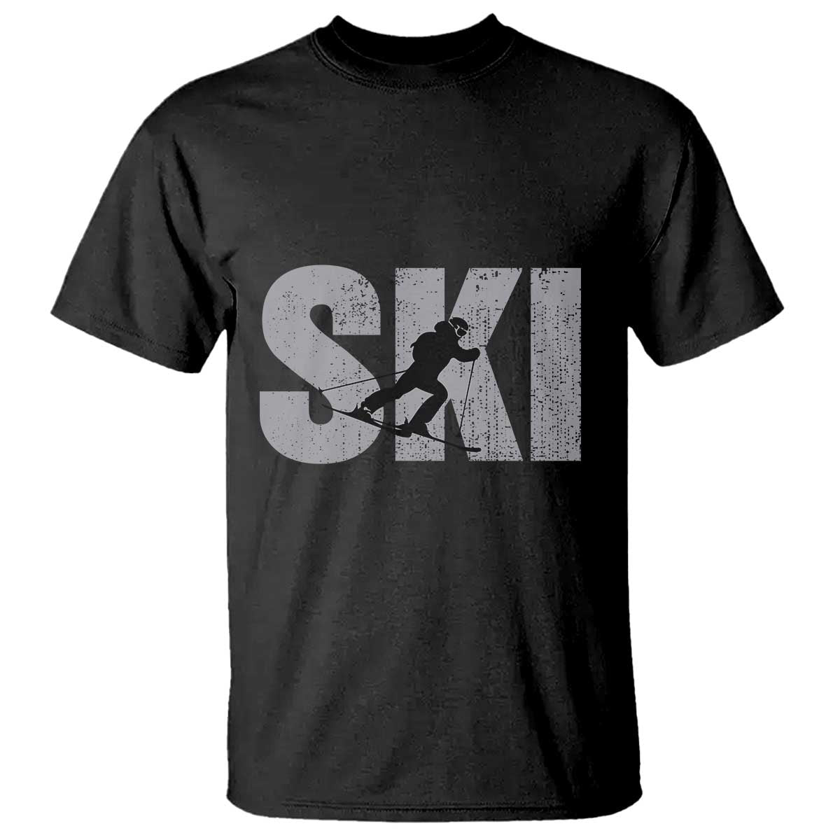 Cool Distressed Skiing T Shirt for Skiers TS10 Black Print Your Wear