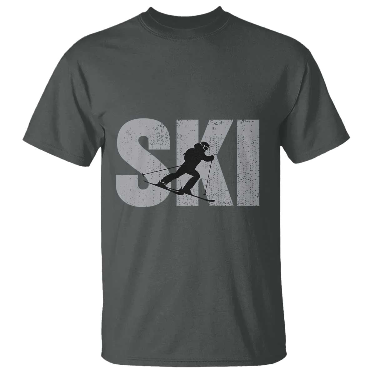 Cool Distressed Skiing T Shirt for Skiers TS10 Dark Heather Print Your Wear