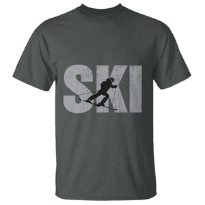 Cool Distressed Skiing T Shirt for Skiers TS10 Dark Heather Print Your Wear