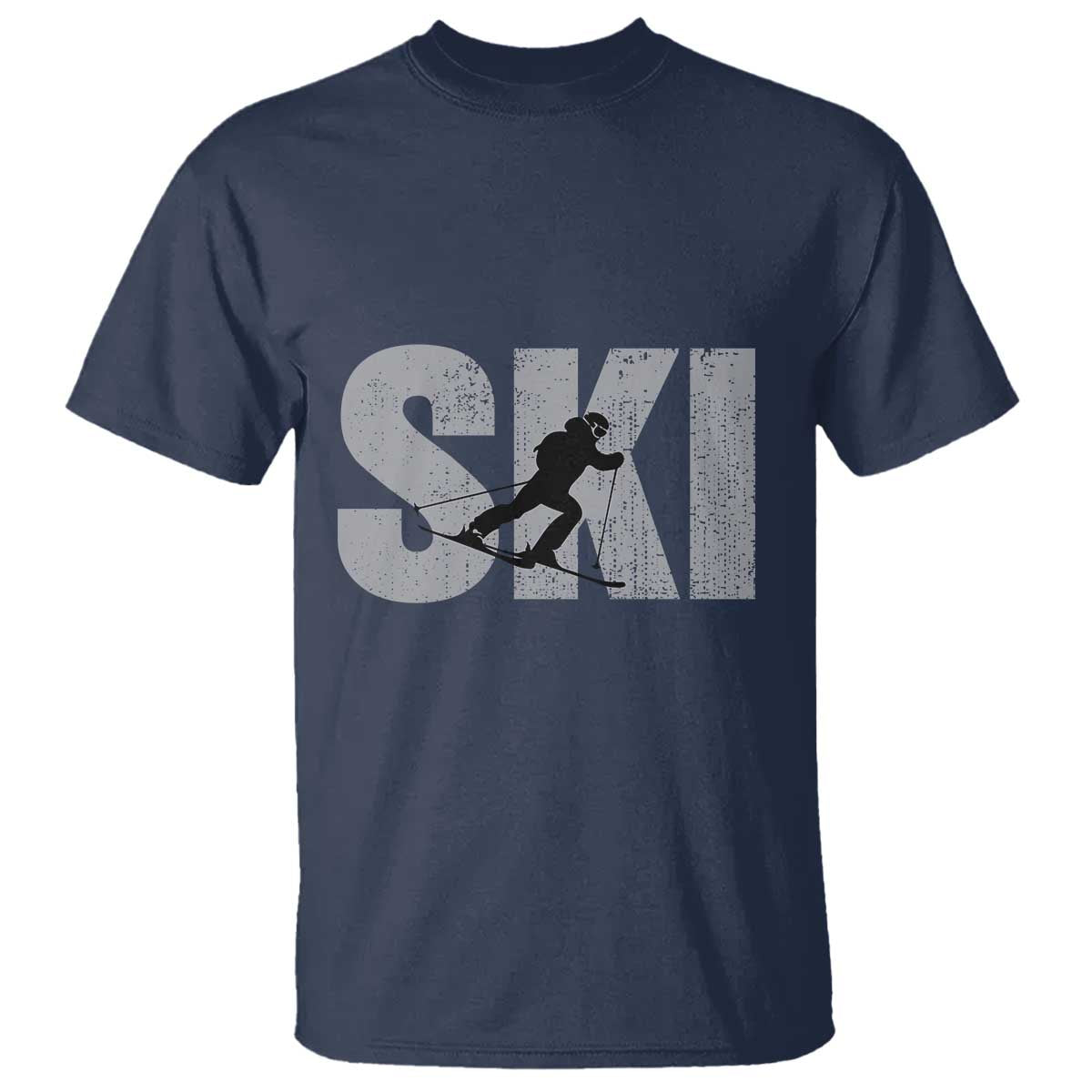 Cool Distressed Skiing T Shirt for Skiers TS10 Navy Print Your Wear