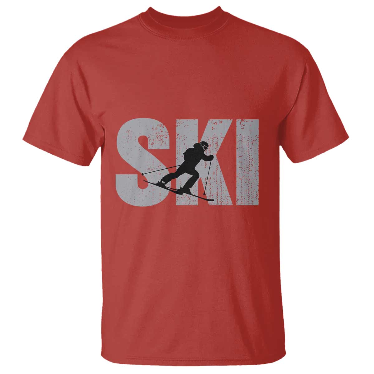 Cool Distressed Skiing T Shirt for Skiers TS10 Red Print Your Wear