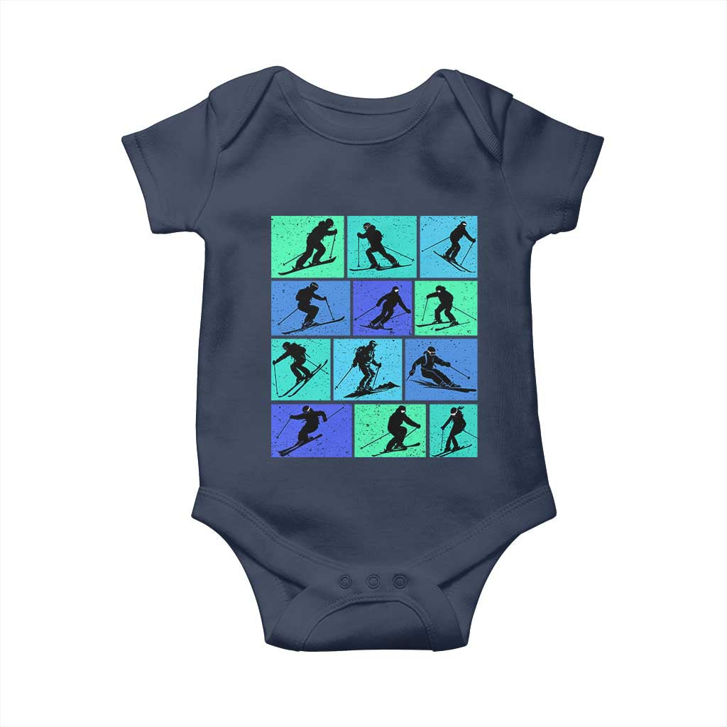 Skiing Baby Onesie for Skiers Wintersport Ski Snowboard TS10 Navy Print Your Wear