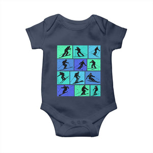 Skiing Baby Onesie for Skiers Wintersport Ski Snowboard TS10 Navy Print Your Wear